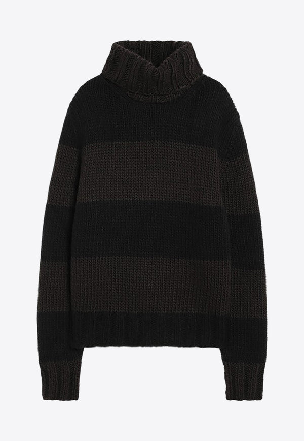 Dolce & Gabbana Striped High-Neck Sweater Black GXW68TJGMBP/R_DOLCE-N9869