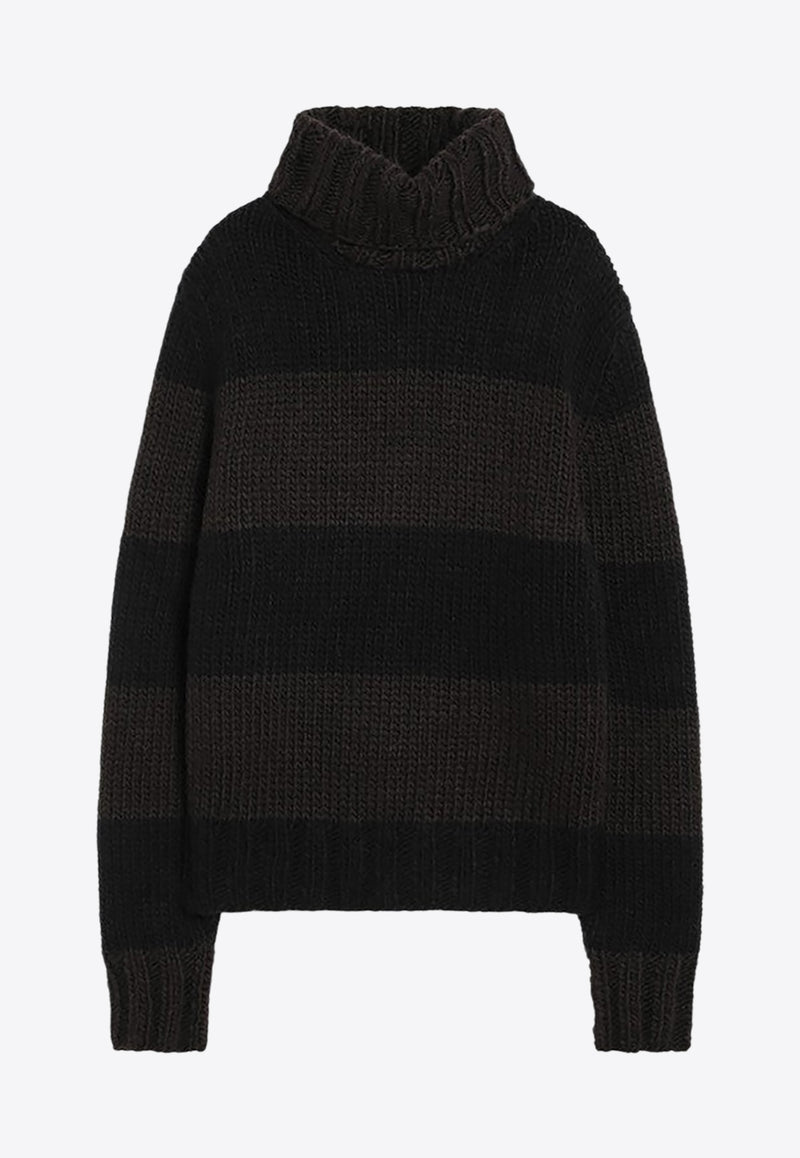 Dolce & Gabbana Striped High-Neck Sweater Black GXW68TJGMBP/R_DOLCE-N9869
