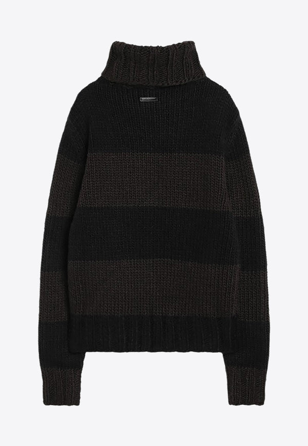 Dolce & Gabbana Striped High-Neck Sweater Black GXW68TJGMBP/R_DOLCE-N9869