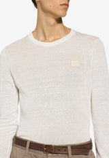 Dolce & Gabbana Logo Long-Sleeved Knit T-shirt GXX02T JALAN W0001 White