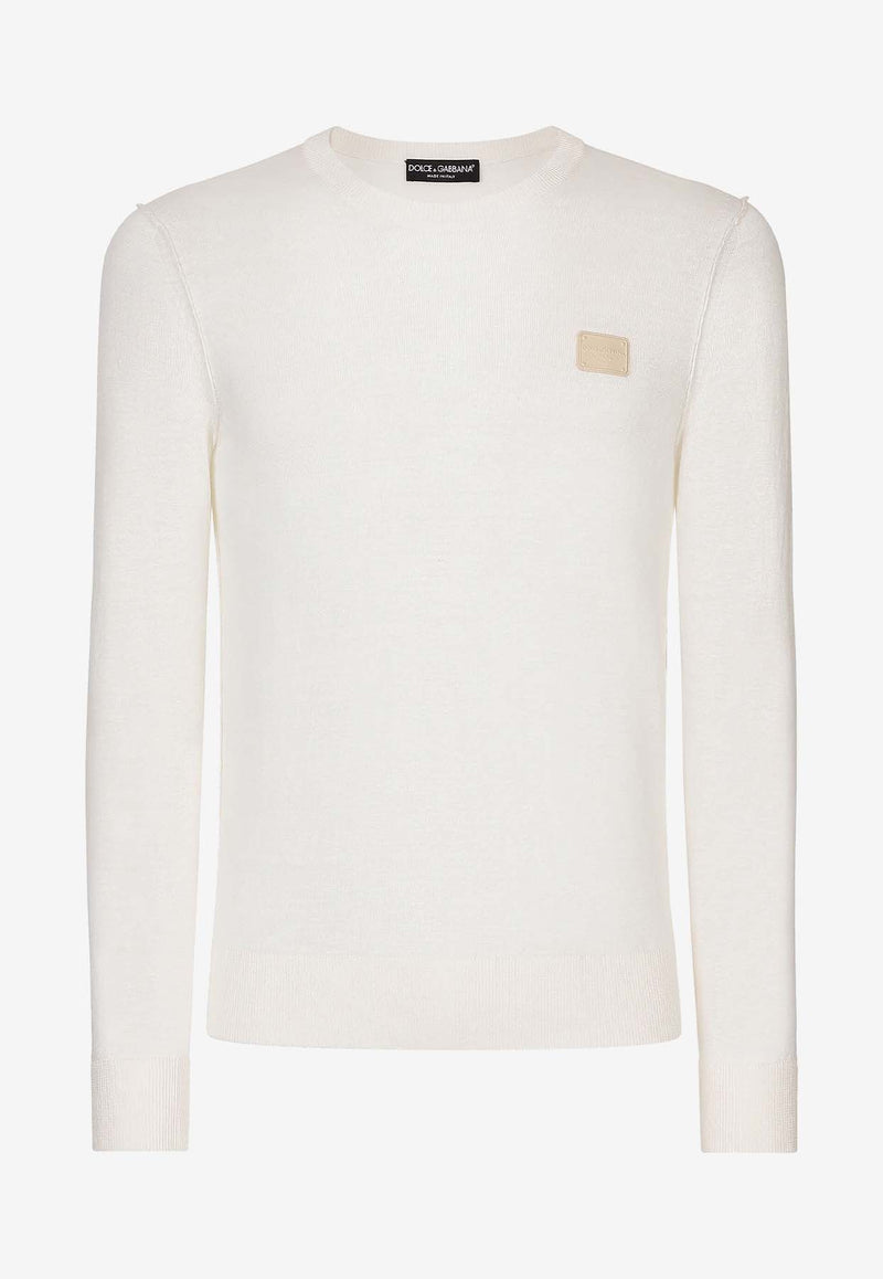 Dolce & Gabbana Logo Long-Sleeved Knit T-shirt GXX02T JALAN W0001 White