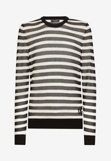 Dolce & Gabbana Logo Embroidered Striped Sweater Monochrome GXX09Z JFMY2 B0789