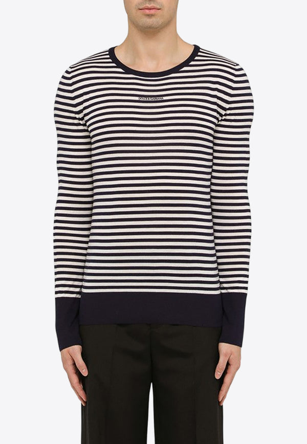 Dolce & Gabbana Logo-Embroidered Striped Wool Sweater GXX14ZJCVQ9/O_DOLCE-W1002