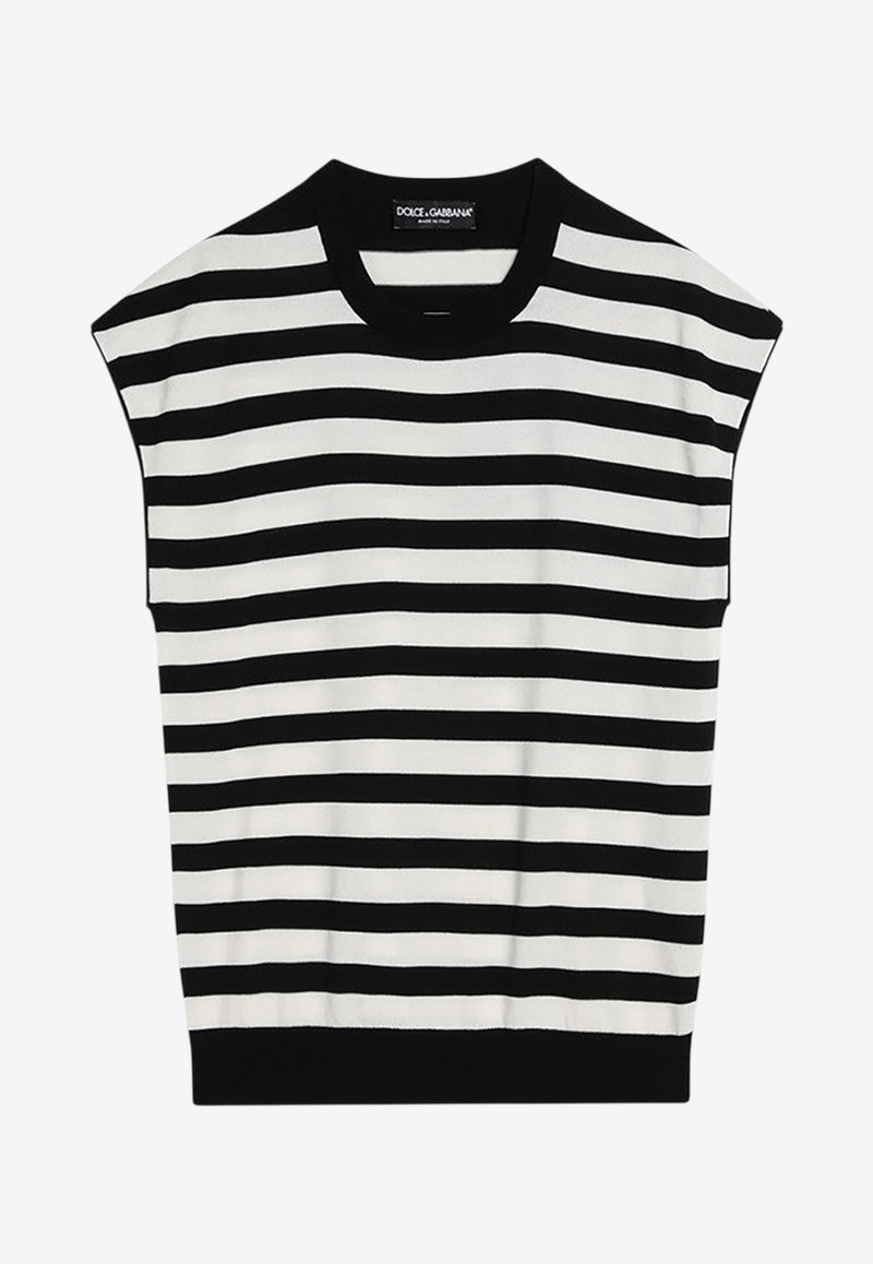 Dolce & Gabbana Sleeveless Striped T-shirt  Monochrome GXX99TJBCG2/Q_DOLCE-W1001
