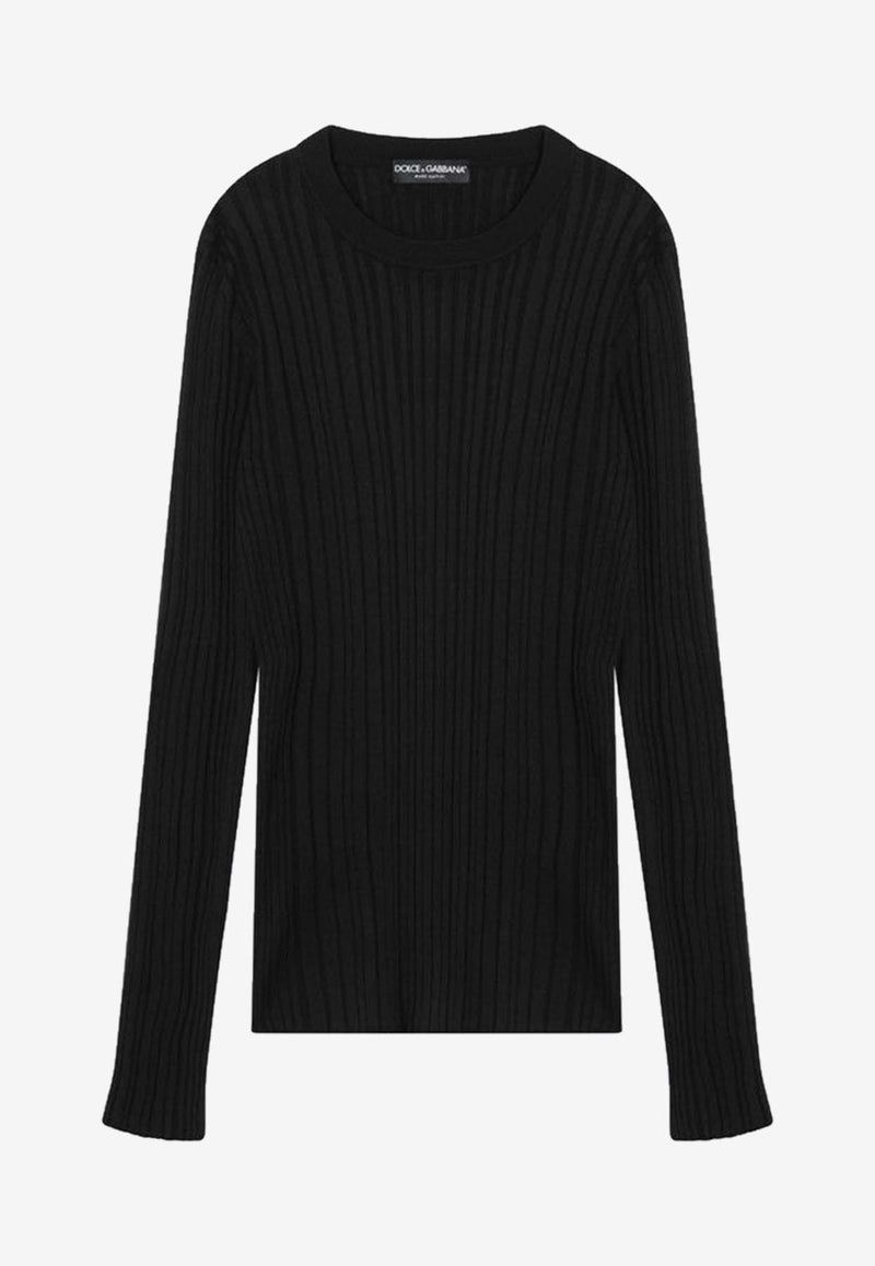 Dolce & Gabbana Ribbed Knit Silk Sweater Black GXXAFTJAMVC/R_DOLCE-N0000