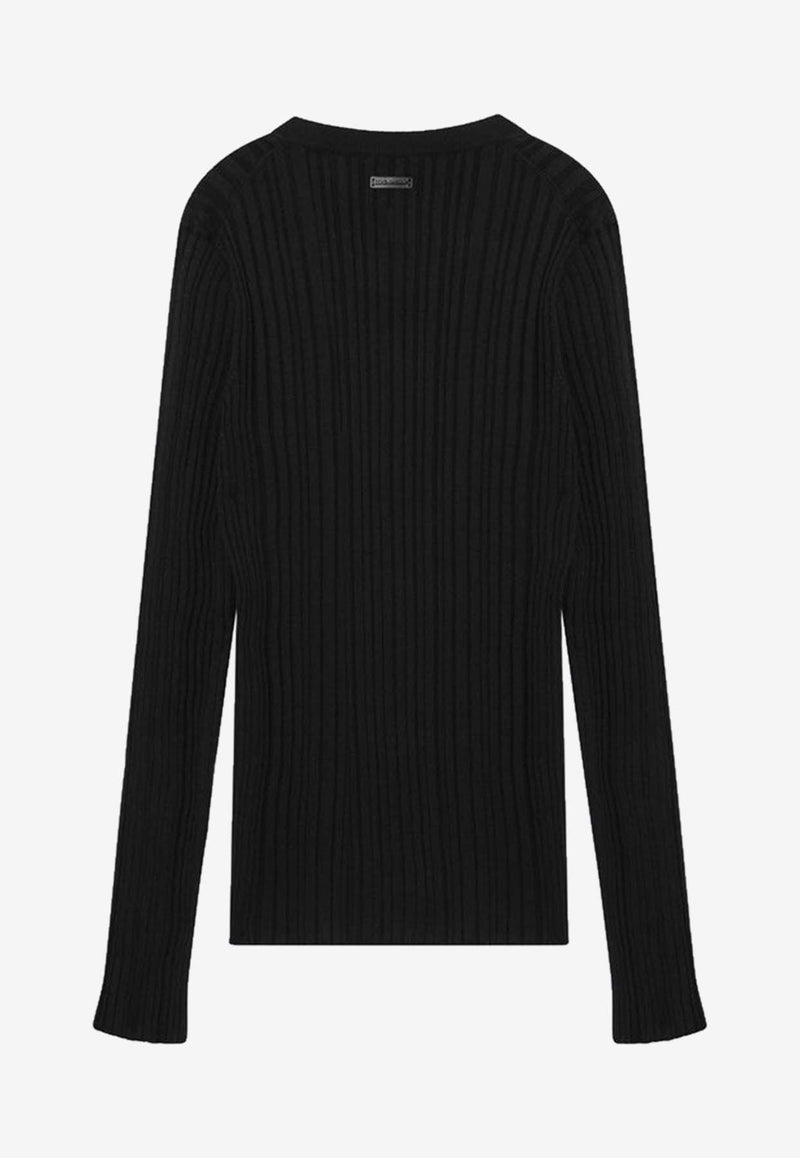 Dolce & Gabbana Ribbed Knit Silk Sweater Black GXXAFTJAMVC/R_DOLCE-N0000