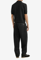Dolce & Gabbana Micro-Dot Stitch Polo T-shirt Black GXZ02T JGMFE HA5WA