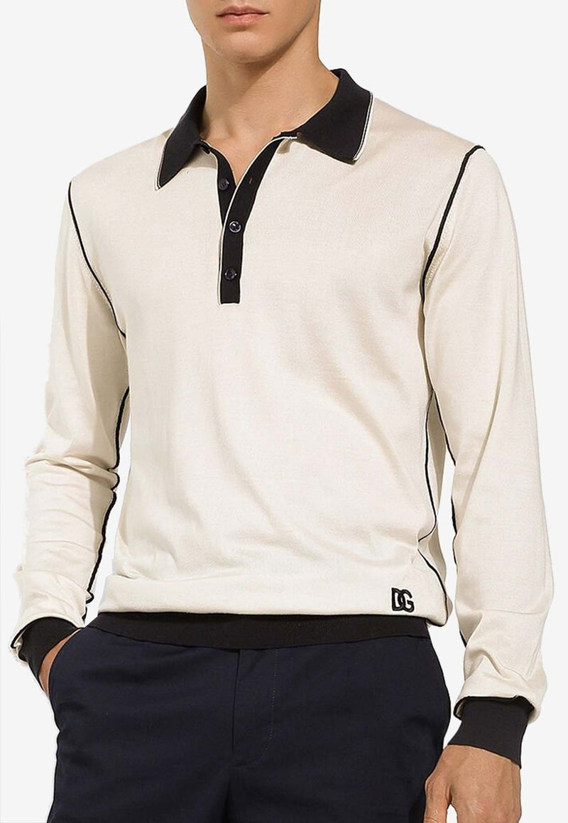 Dolce & Gabbana DG Logo Polo Sweater White GXZ07Z JBSG2 W1002