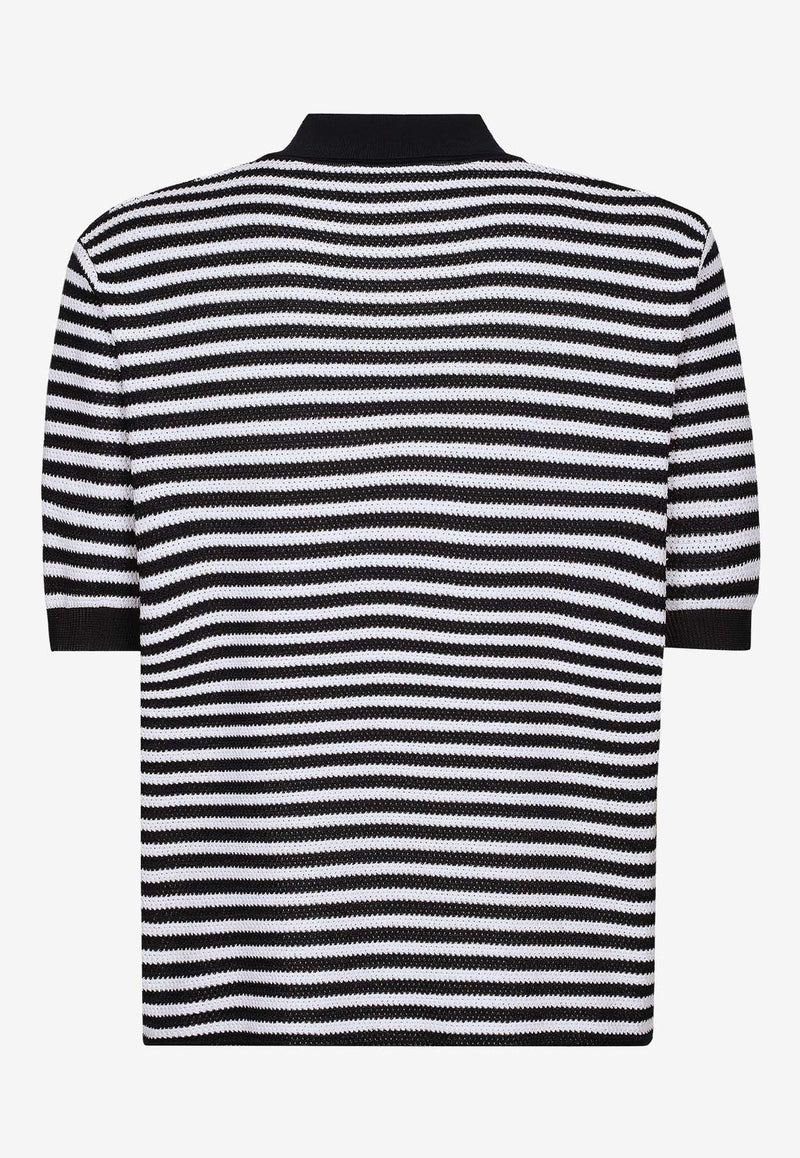 Dolce & Gabbana V-neck Stripe Polo T-shirt Monochrome GXZ09Z JFMY3 B0789