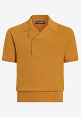Dolce & Gabbana Embroidered DG Knit Polo T-shirt Yellow GXZB1Z JGMGX A9765