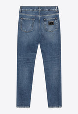 Dolce & Gabbana Logo Plaque Distressed Faded Jeans Blue GY07CDG8NK4/R_DOLCE-S9001