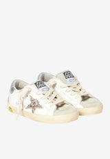 Golden Goose DB Kids Girls Super-Star Sneakers with Glitter Star Patch White GYF00102.F008030.10417_WHITE MULT