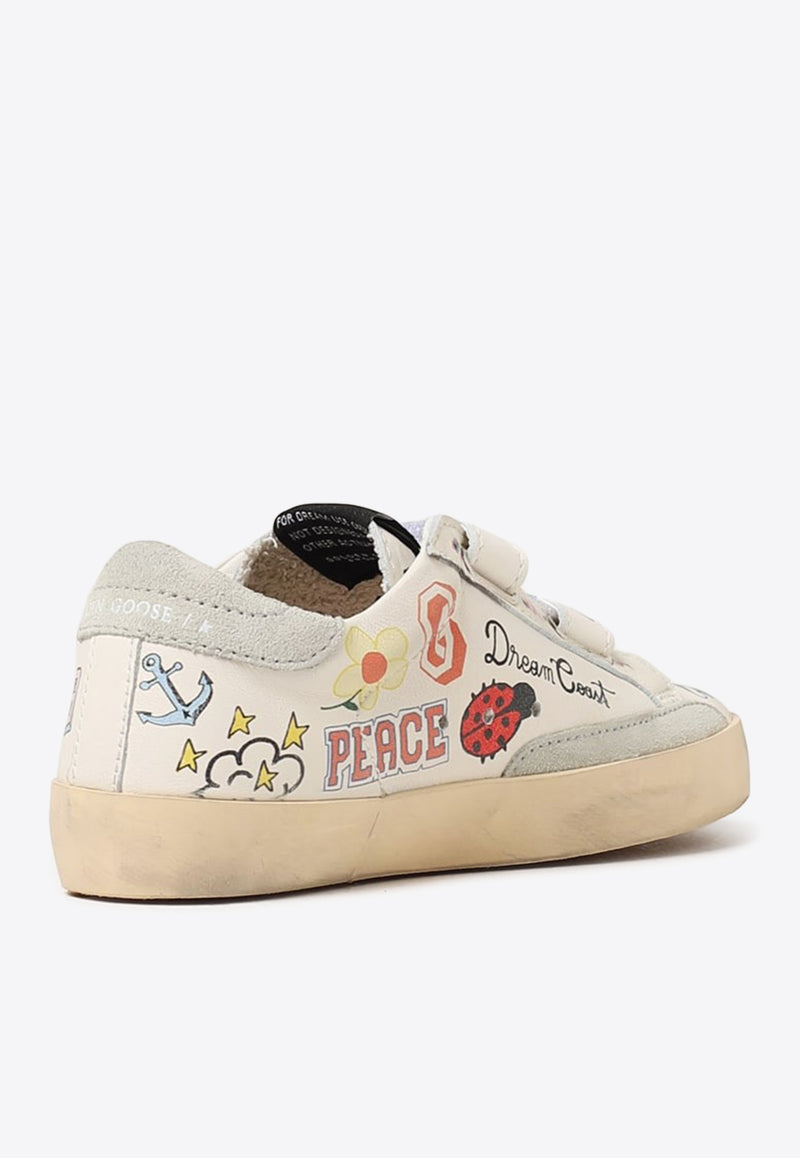 Golden Goose DB Kids Girls Old School Young Doodle Sneakers GYF00111.F004883.10262WHITE MULTI