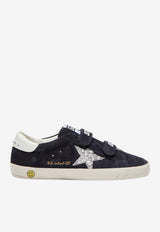 Golden Goose DB Kids Girls Old School Suede Sneakers with Glitter Star Patch Navy GYF00111.F008034.50680_DARK BLUE