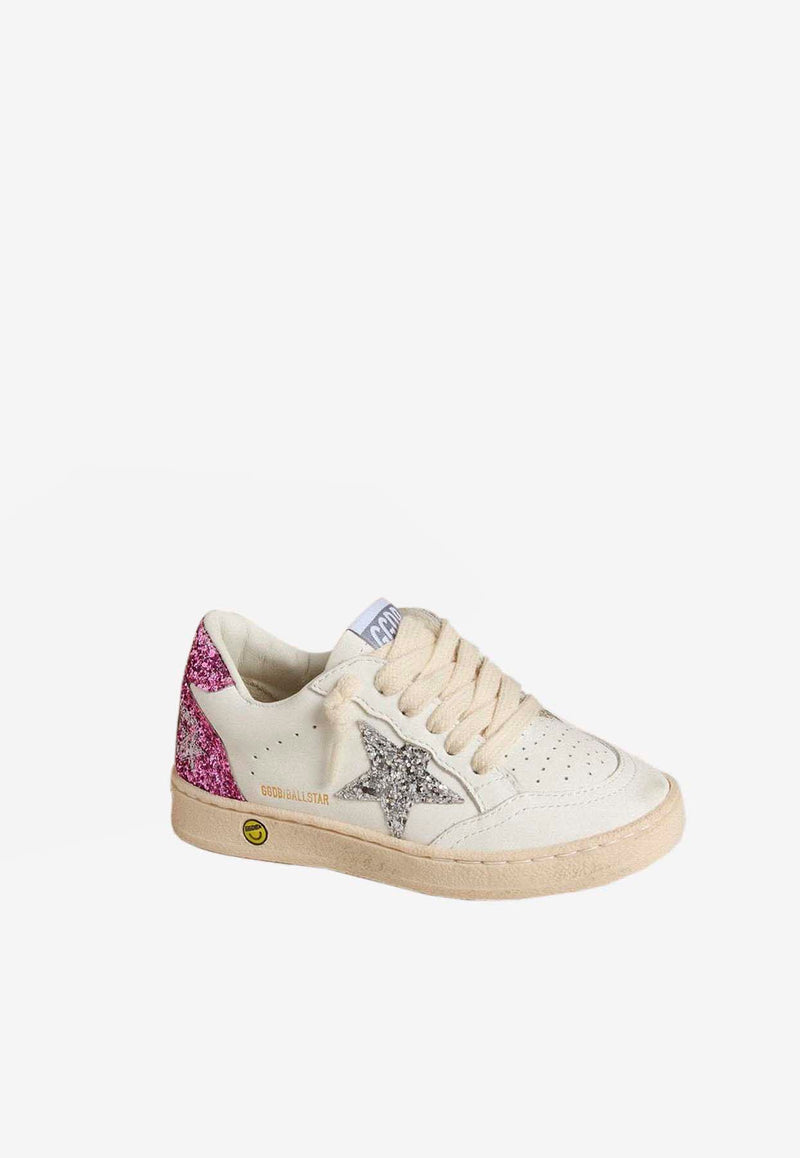 Golden Goose DB Kids Girls Ball Star Glittered Sneakers White GYF00439.F007453.11115_WHITE MULT