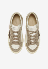 Golden Goose DB Kids Girls May Suede and Leather Sneakers with Glitter Star Patch Taupe GYF00495.F008072.81760_WHITE MULT