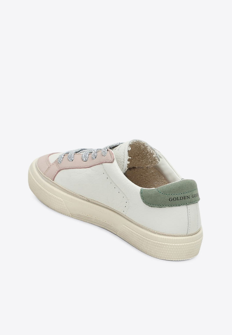Golden Goose DB Kids Girls May Leather Low-Top Sneakers White GYF00496F006769/Q_GOLDE-12153