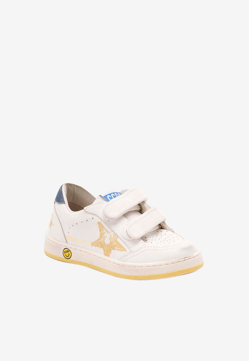 Golden Goose DB Kids Boys Ball Star Leather Sneakers  White GYF00926.F007448.11328_WHITE MULT