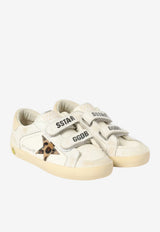 Golden Goose DB Kids Girls Old School Sneakers with Leopard Print Star Patch White GYF01030.F008037.82823_WHITE MULT