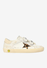 Golden Goose DB Kids Girls Old School Sneakers with Leopard Print Star Patch White GYF01030.F008037.82823_WHITE MULT