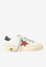 Golden Goose DB Kids Girls May Nappa Leather Sneakers with Suede Star Patch White GYF01033.F008061.10575_WHITE MULT