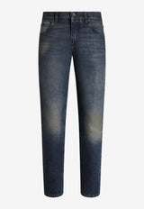 Dolce & Gabbana Logo Plaque Washed Jeans Denim GYJCCD G8OL5 S9001