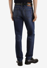 Dolce & Gabbana Logo Patch Straight-Leg Jeans Denim GYJCCZ G8OK9 S9001