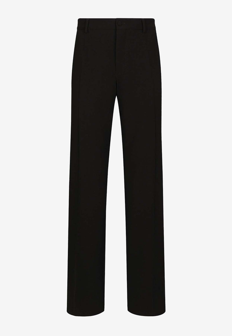 Dolce & Gabbana Straight-Leg Tailored Wool Pants Black GYZMHT FUBFY N0000
