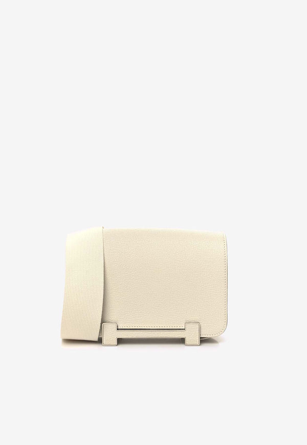 Hermès Geta Shoulder Bag in Gris Pale Chevre Leather with Palladium Hardware