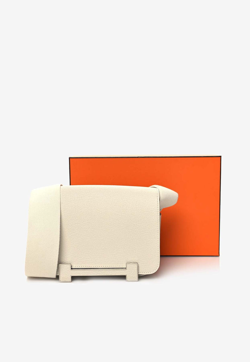 Hermès Geta Shoulder Bag in Gris Pale Chevre Leather with Palladium Hardware