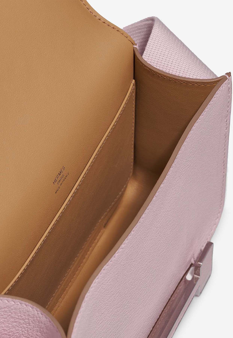 Hermès Geta Shoulder Bag in Mauve Pale and Biscuit Chevre with Palladium Hardware