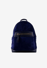 Tom Ford Suede Backpack with Front Maxi-Zip Blue H0397-LCL323S UDB