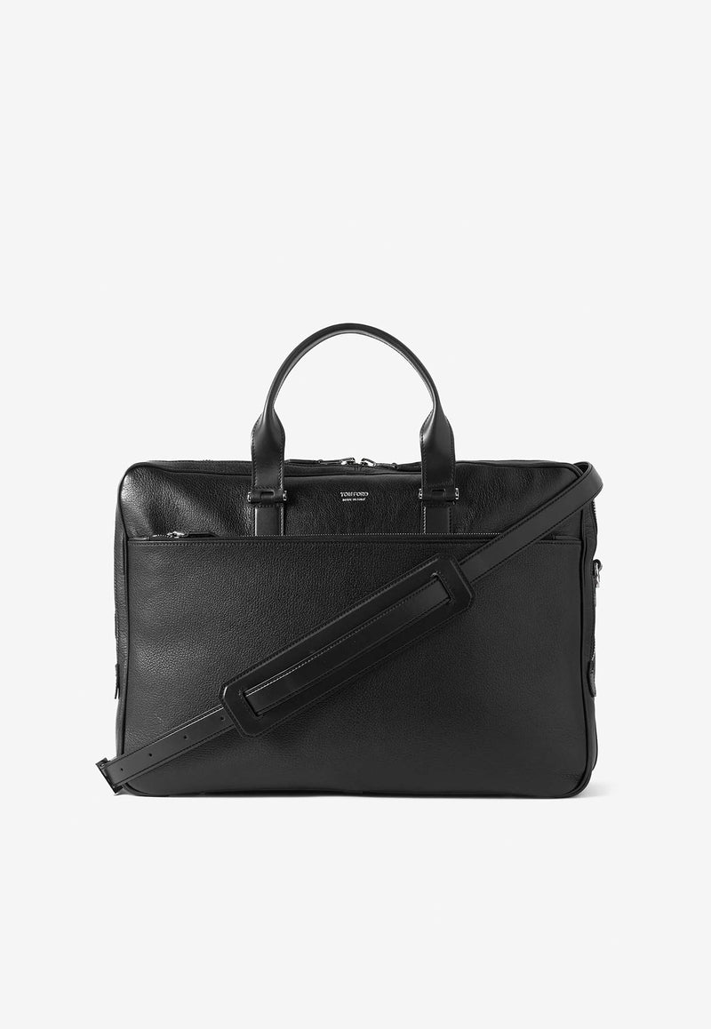 Tom Ford Logo Leather Briefcase H0417-LGO011S 1N001 Black