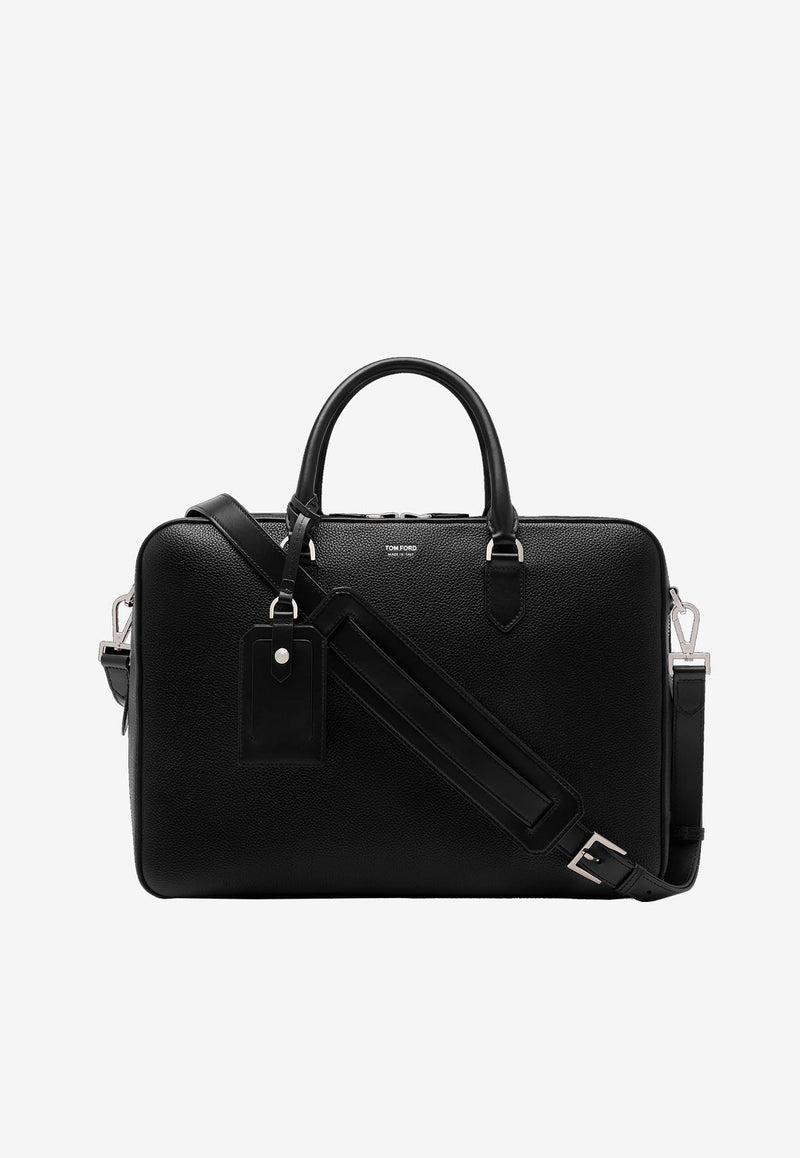 Tom Ford Large Elliot Leather Briefcase H0639-LCL213S 1N001 Black