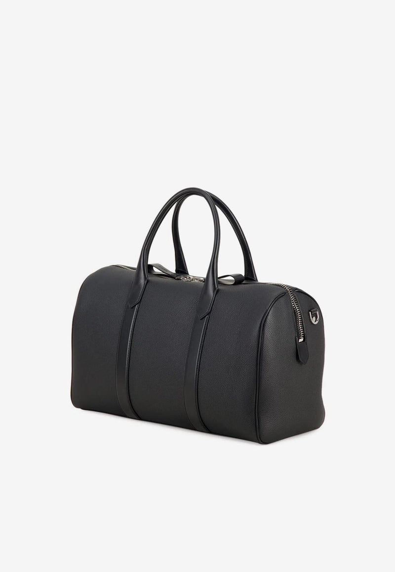 Tom Ford Logo Patch Grained Leather Duffle Bag Black H0677-LCL213S 1N001