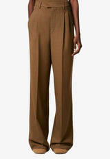 AMI PARIS Wide-Leg Wool Tailored Pants Beige H25FTR818.WV0066_BEIGE