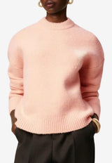 AMI PARIS Ami De Coeur Intarsia Knit Wool Sweater Pink H25UKS836.KN0135_PINK