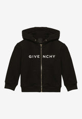 Givenchy Kids Girls Logo Print Zip-Up Hoodie Black H30015-CCO/O_GIV-09B