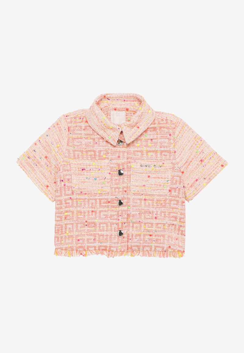 Givenchy Kids Girls 4G Logo Jacquard Tweed Shirt Multicolor H30017-BCO/O_GIV-Z40