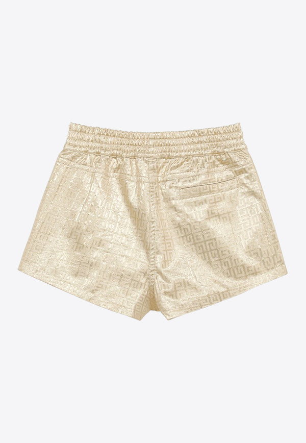Givenchy Kids Girls 4G Monogram Jacquard Mini Shorts Gold H30065-ACO/O_GIV-593