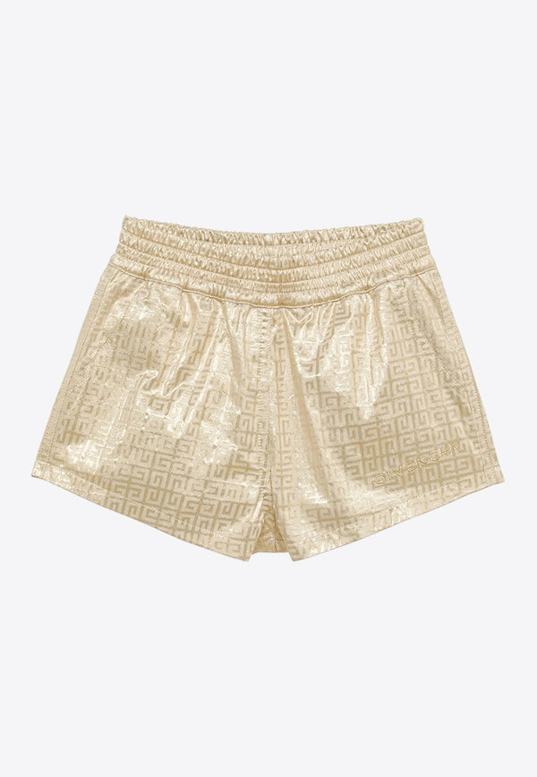 Givenchy Kids Girls 4G Monogram Jacquard Mini Shorts Gold H30065-BCO/O_GIV-593