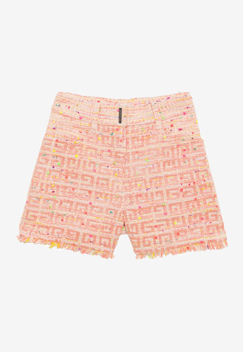 Givenchy Kids Girls 4G Logo Jacquard Tweed Shorts Multicolor H30066-BCO/O_GIV-Z40