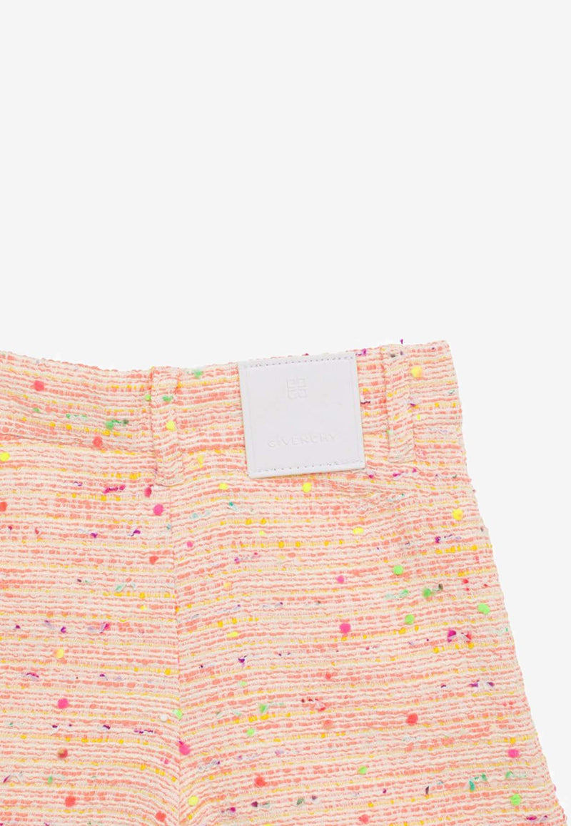 Givenchy Kids Girls 4G Logo Jacquard Tweed Shorts Multicolor H30066-BCO/O_GIV-Z40
