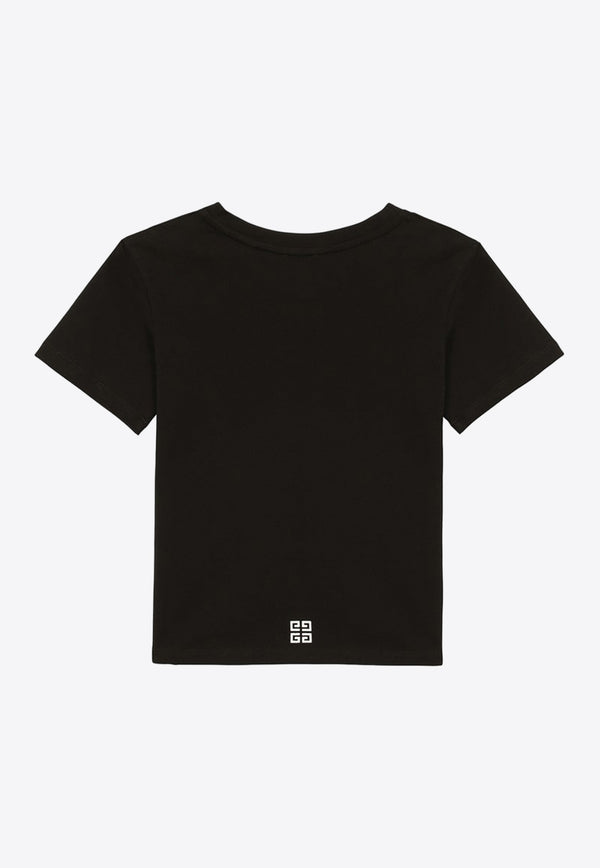 Givenchy Kids Girls Logo Print Crewneck T-shirt Black H30074-ACO/O_GIV-09B