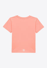 Givenchy Kids Girls Logo Print Crewneck T-shirt Apricot H30074-ACO/O_GIV-436