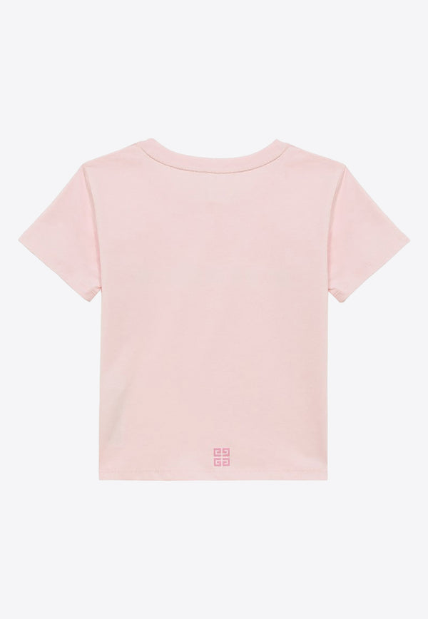 Givenchy Kids Girls Logo Print Crewneck T-shirt Pink H30074-ACO/O_GIV-44Z