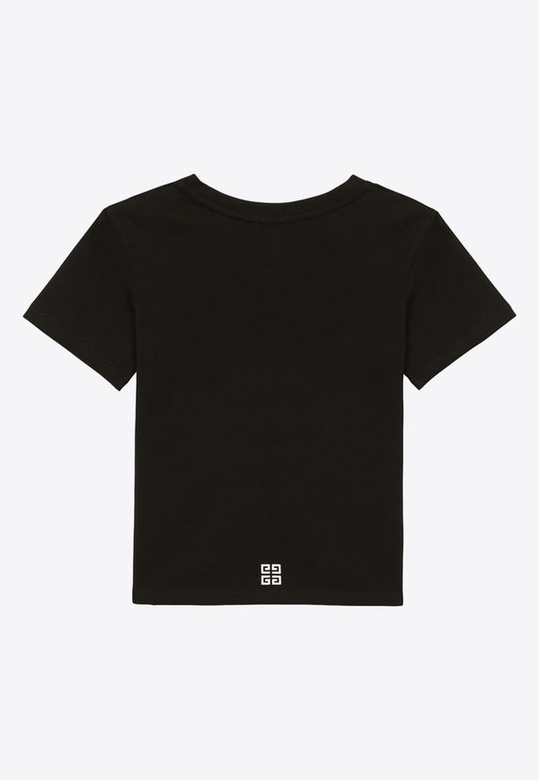 Givenchy Kids Girls Logo Print Crewneck T-shirt Black H30074-BCO/O_GIV-09B