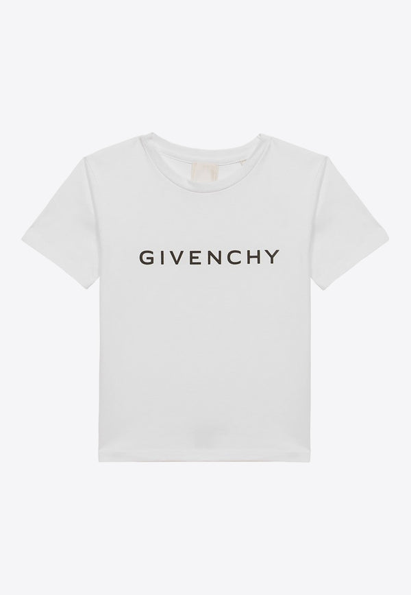Givenchy Kids Girls Logo Print Crewneck T-shirt White H30074-BCO/O_GIV-10P