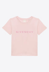 Givenchy Kids Girls Logo Print Crewneck T-shirt Pink H30074-BCO/O_GIV-44Z
