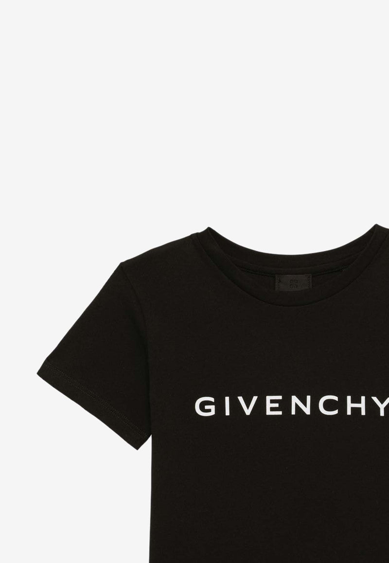Givenchy Kids Girls Logo Crewneck T-shirt Black H30074-CCO/O_GIV-09B
